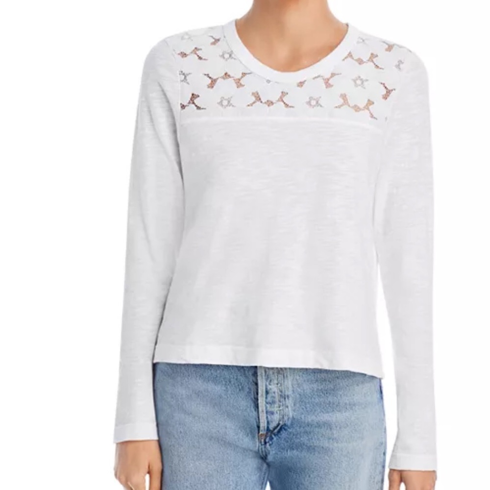 WILT easy long sleeve lace yoke tee